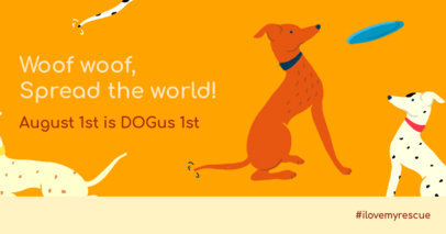 Facebook Post Template Featuring a Dog Illustration for August 1st 2702a