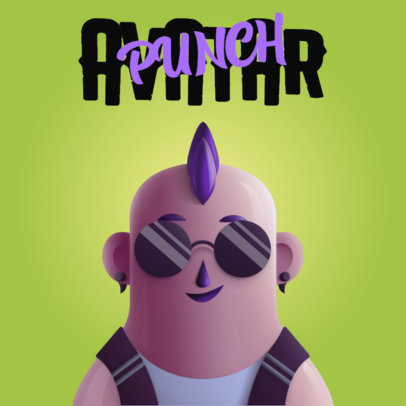 Music Avatar Logo Maker Featuring a Character with a Mohawk 3428a