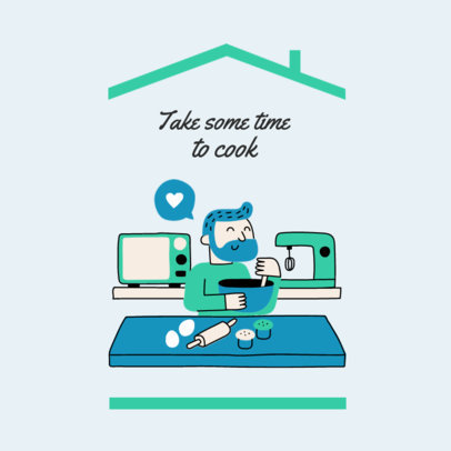 Instagram Post Design Maker Featuring an Illustration of a Man Baking 