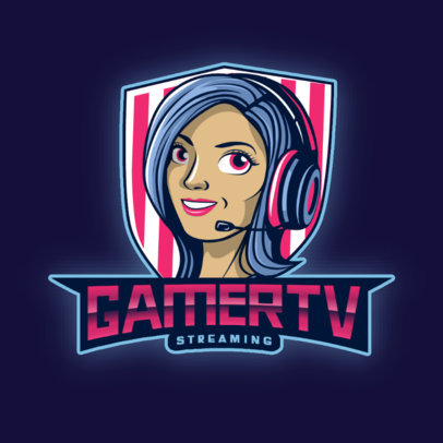 Gaming Logo Generator Featuring a Woman With Colored Hair Wearing a Headset 