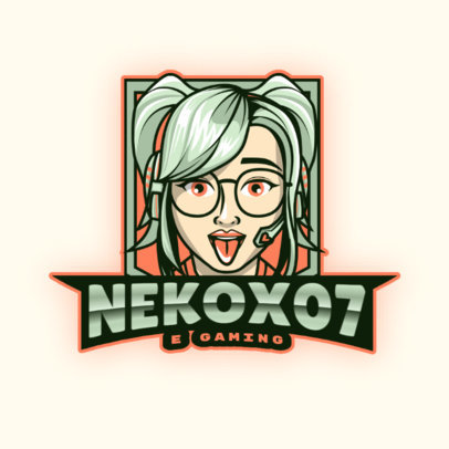 Illustrated Logo Maker Featuring a Female Gamer With Colored Hair 