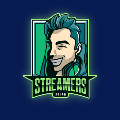 Logo Maker for a Gaming Streaming Channel Featuring a Happy Gamer Illustration
