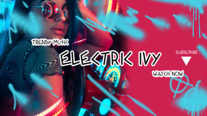 YouTube Banner Creator Featuring Neon Graffiti Icons for an EDM Channel 2704d