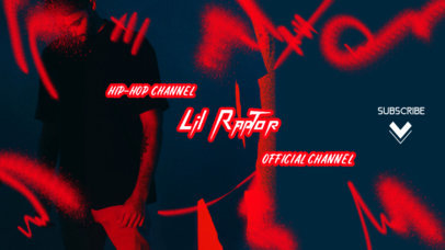 YouTube Banner Template for a Hip-Hop Channel Featuring Graffiti Icons 2704e