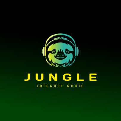 Logo Template for an Internet Radio Station Featuring a Sloth Graphic 3427i