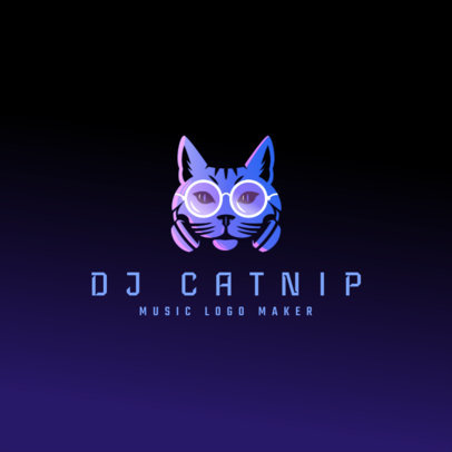 Music Logo Template Featuring a Cool Cat Illustration