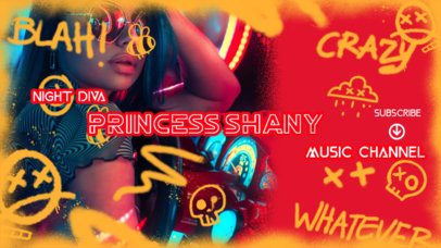 YouTube Banner Maker Featuring Graffiti Doodles for a Musician's Channel 2704p