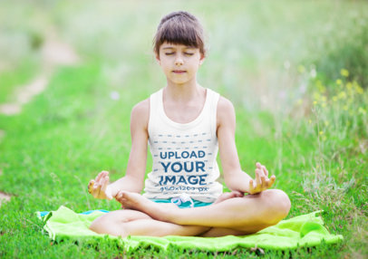 Tank Top Mockup Featuring a Girl Meditating 