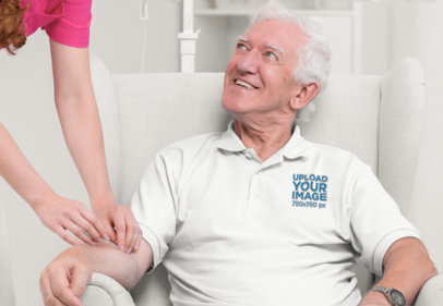Polo Shirt Mockup of an Elderly Man at a Nursing Home 39162-r-el2