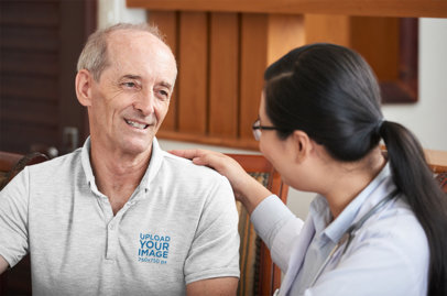 Polo Shirt of a Senior Man Talking to a Woman 39165-r-el2