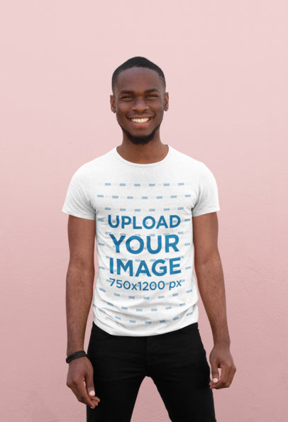 Mockup of a Happy Young Man Wearing a T-Shirt