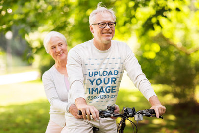 Sweatshirt Mockup Featuring a Senior Couple Biking 39130-r-el2