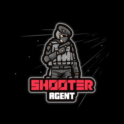 Gaming Logo Template Featuring Shooter Character Graphics