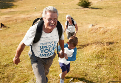 T-Shirt Mockup of a Senior Man Hiking with His Family 39051-r-el2