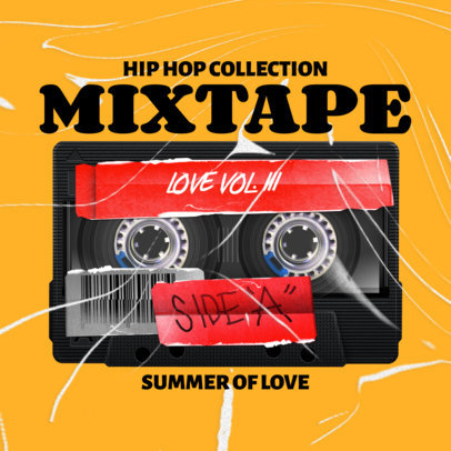Album Cover Design Template with Cassette Tape Graphics