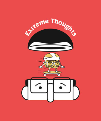 Illustrated Tshirt Design Template Featuring a Brain on a Skateboard 