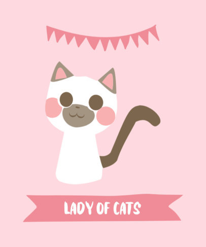 T-Shirt Design Template Featuring an Adorable Kitten Illustration 