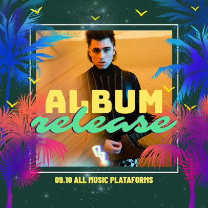 Instagram Post Generator for an Album Release Featuring Neon Palm Trees 2719i