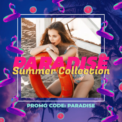 Instagram Post Template to Promote a Summer Collection Featuring Neon Graphics