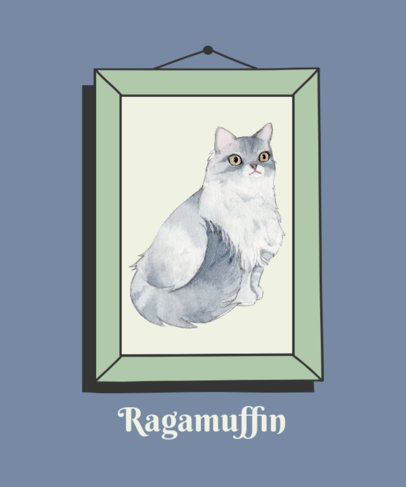 T-Shirt Design Template with Accurate Illustrations of Cat Breeds