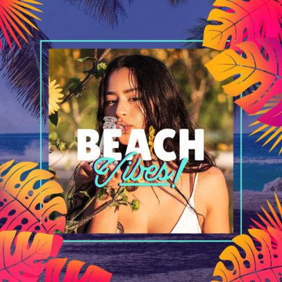 Instagram Post Creator with Colorful Monstera Graphics 2719k