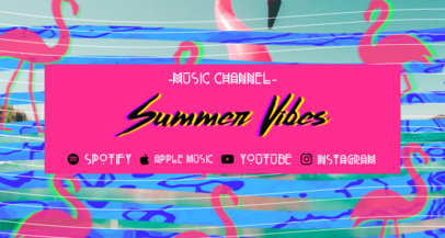 Summery Twitch Banner Template for a Music Channel with Flamingo Graphics