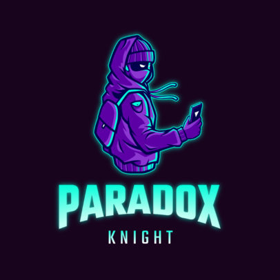 Gaming Logo Maker Featuring a Masked Hacker with a Smartphone