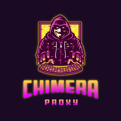 Gaming Logo Template Featuring a Masked Hacker Character 