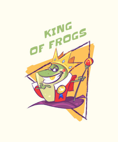 T-Shirt Design Template with Fun Illustrations of Frog Kings