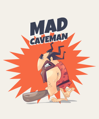 T-Shirt Design Maker Featuring a Cartoon of a Mad Caveman 