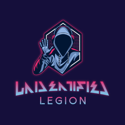 Online Logo Template for Gamers with a Hooded Hacker Graphic