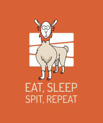 T-Shirt Design Template with a Funny Llama Graphic