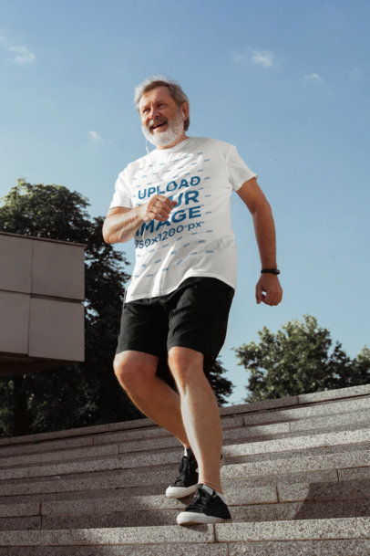 T-Shirt Mockup of a Senior Man Jogging 39501-r-el2