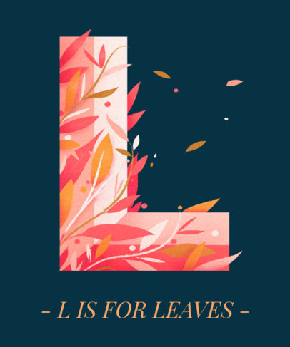 T-Shirt Design Maker Featuring a Capital Letter with Blowing Leaves 2725i