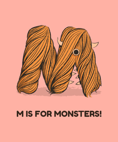 T-Shirt Design Template Featuring a Hairy M Graphic