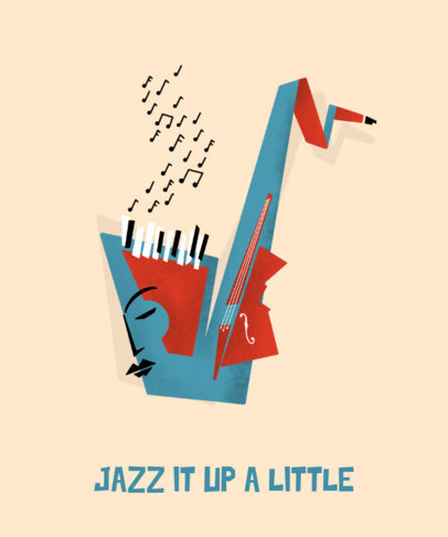 Jazz T-Shirt Design Template Featuring a Saxophone-Looking Letter 