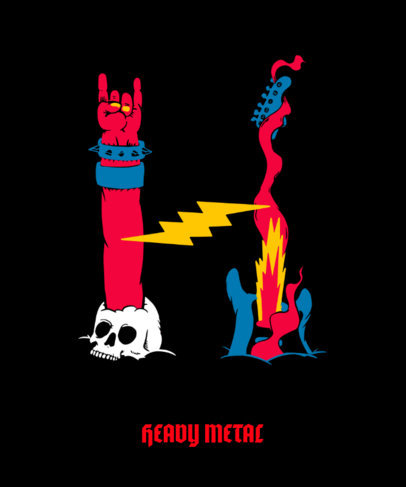 T-Shirt Design Creator Featuring a Capital Letter with Rock'n'Roll Graphics