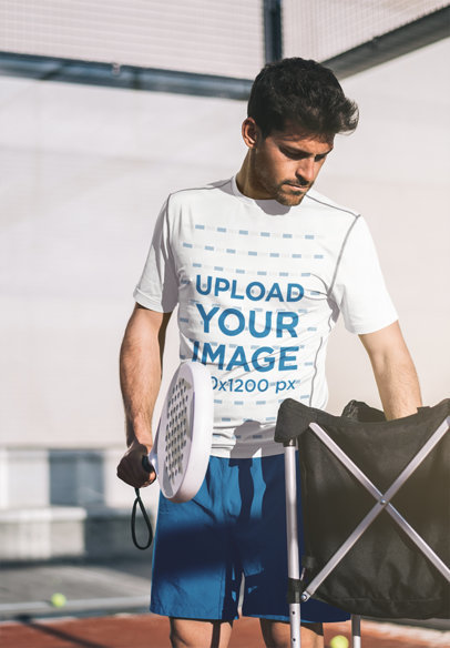 T-Shirt Mockup of a Tennis Player Training