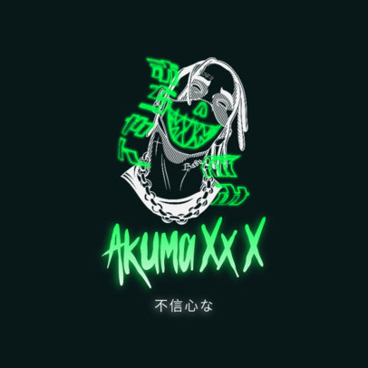 Trap Metal Logo Creator with Neon Japanese Kanjis 3454b