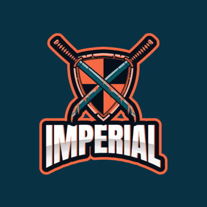 Gaming Logo Generator Featuring Two Samurai Swords Crossed Over a Shield 