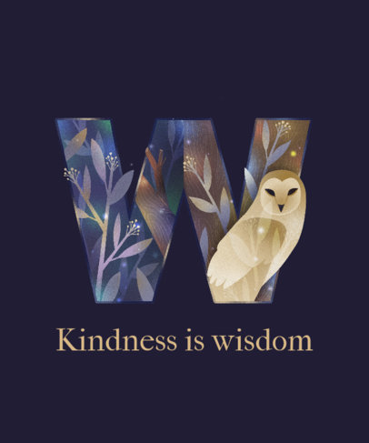 T-Shirt Design Template Featuring a Letter with an Owl Graphic