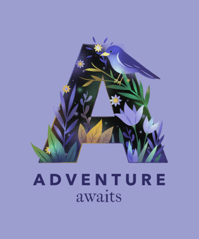 T-Shirt Design Maker Featuring a Capital Letter with Botanical Graphics