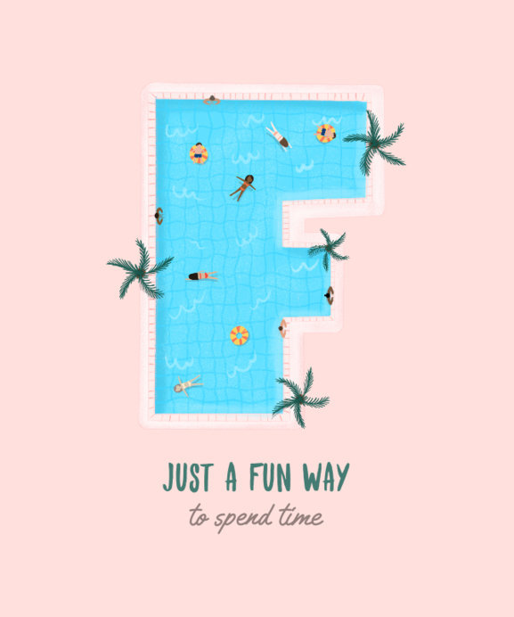 Placeit - Summery T-Shirt Design Creator Featuring a Letter-Shaped Pool ...