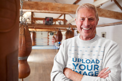Heather Sweatshirt Mockup of a Senior Man at a Boxing Gym 39494-r-el2