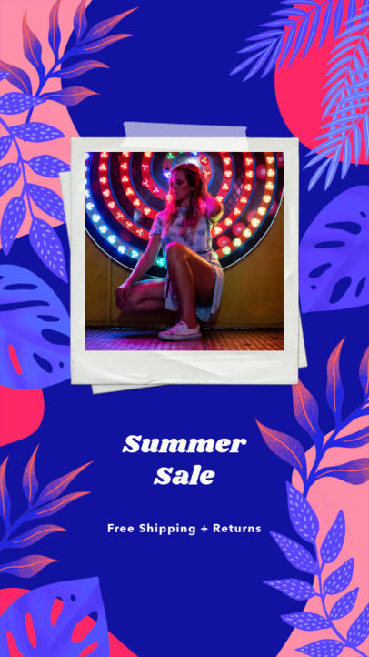 Instagram Story Template for a Summer Sale with Nature-Themed Graphics