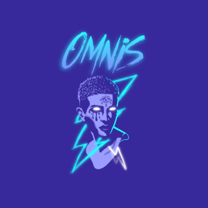 Illustrated Logo Template with a Character and a Neon Style