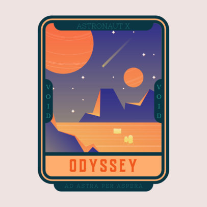 Logo Template Featuring Galactic Illustrations with a 60's Style