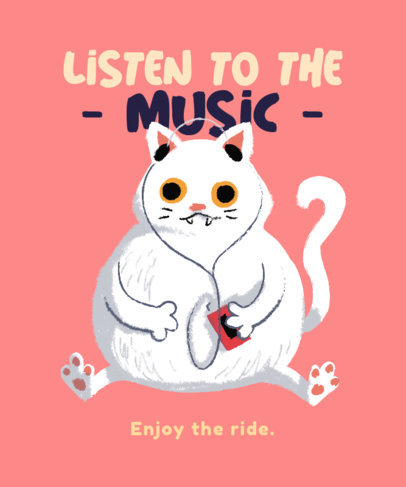 T-Shirt Design Template with a Funny Cat Graphic