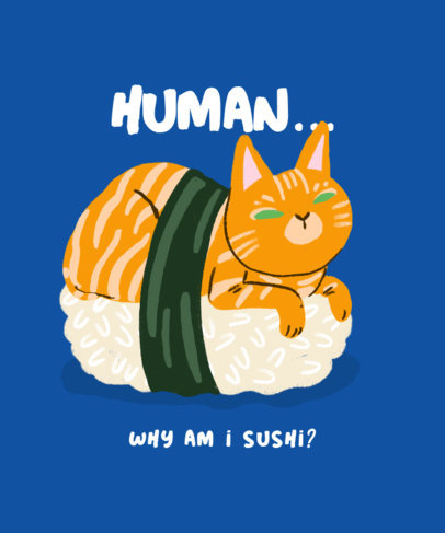 T-Shirt Design Creator Featuring a Funny Cat Illustration