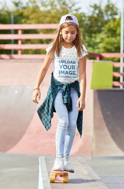 T-Shirt Mockup of a Skater Girl